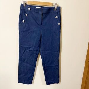 Loft The Riviera Slim Womens Blue Pull on Pants Size 0 Dress Office Preppy